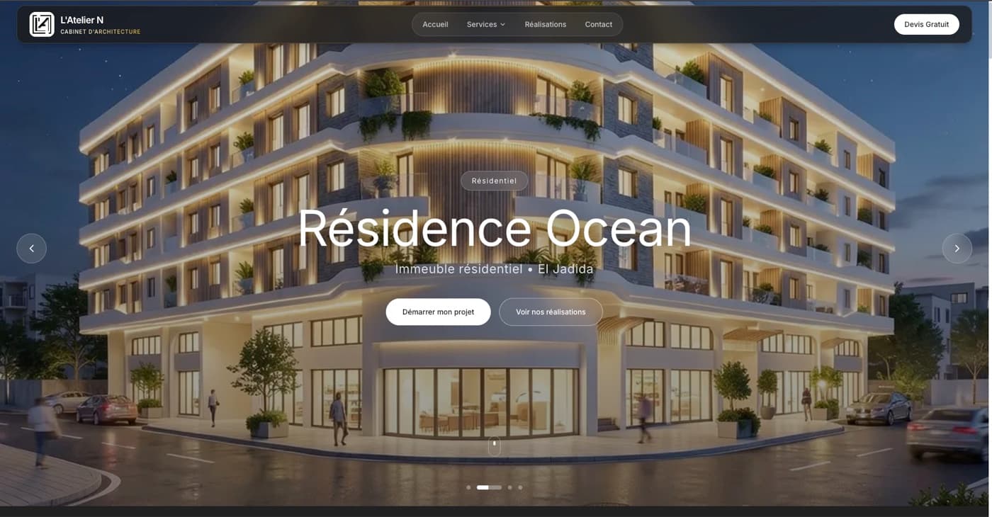 Site web pour cabinet d'architecture réalisé par Digital Maroc
